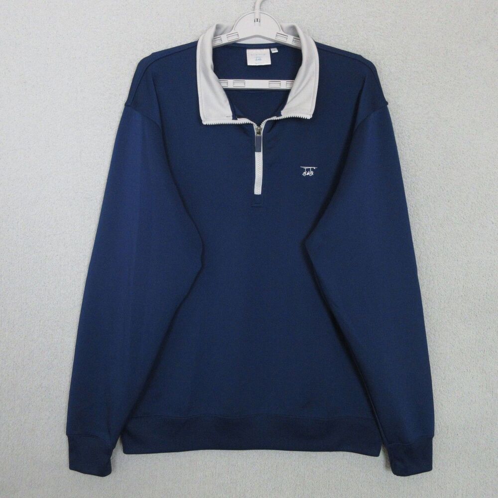 Bald Head Blues Pullover Mens L Navy Quarter Zip Golf Sweatshirt Long Sleeve